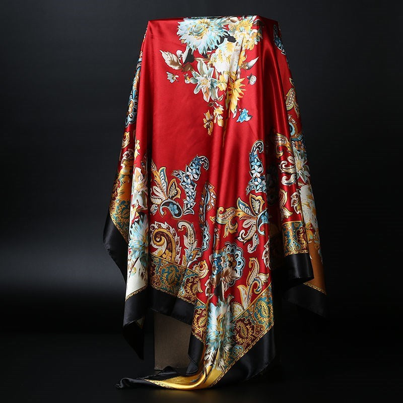 Skanto Skanto | Large Square Scarf Simulated Silk Scarf Versatile Scarf Scarf