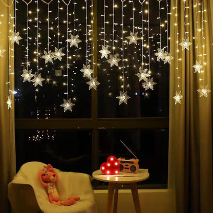 Skanto | LED Curtain Light Chain with Snowflakes | Indoor & Outdoor