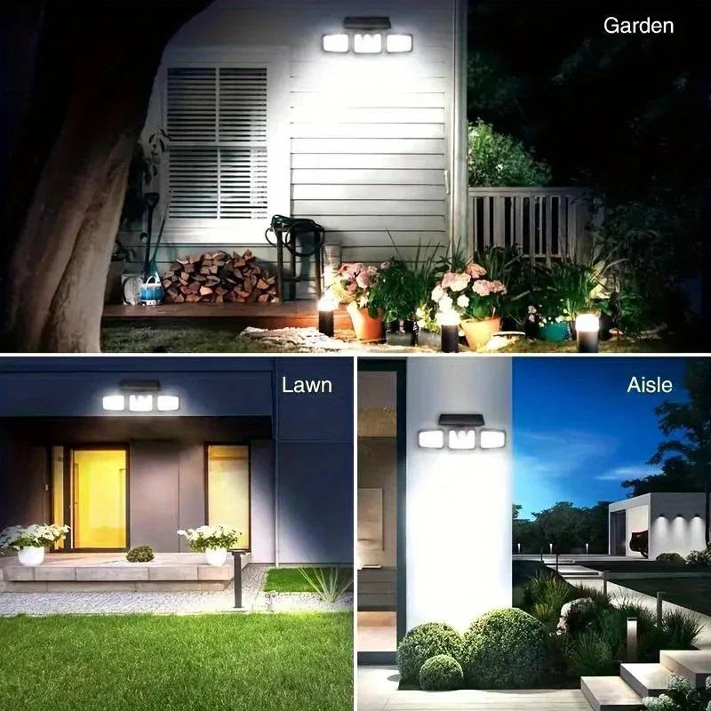 Skanto | Solar LED Floodlight with Motion Sensor – 3-Beam Outdoor Lighting for Garden, Driveway, and Garage