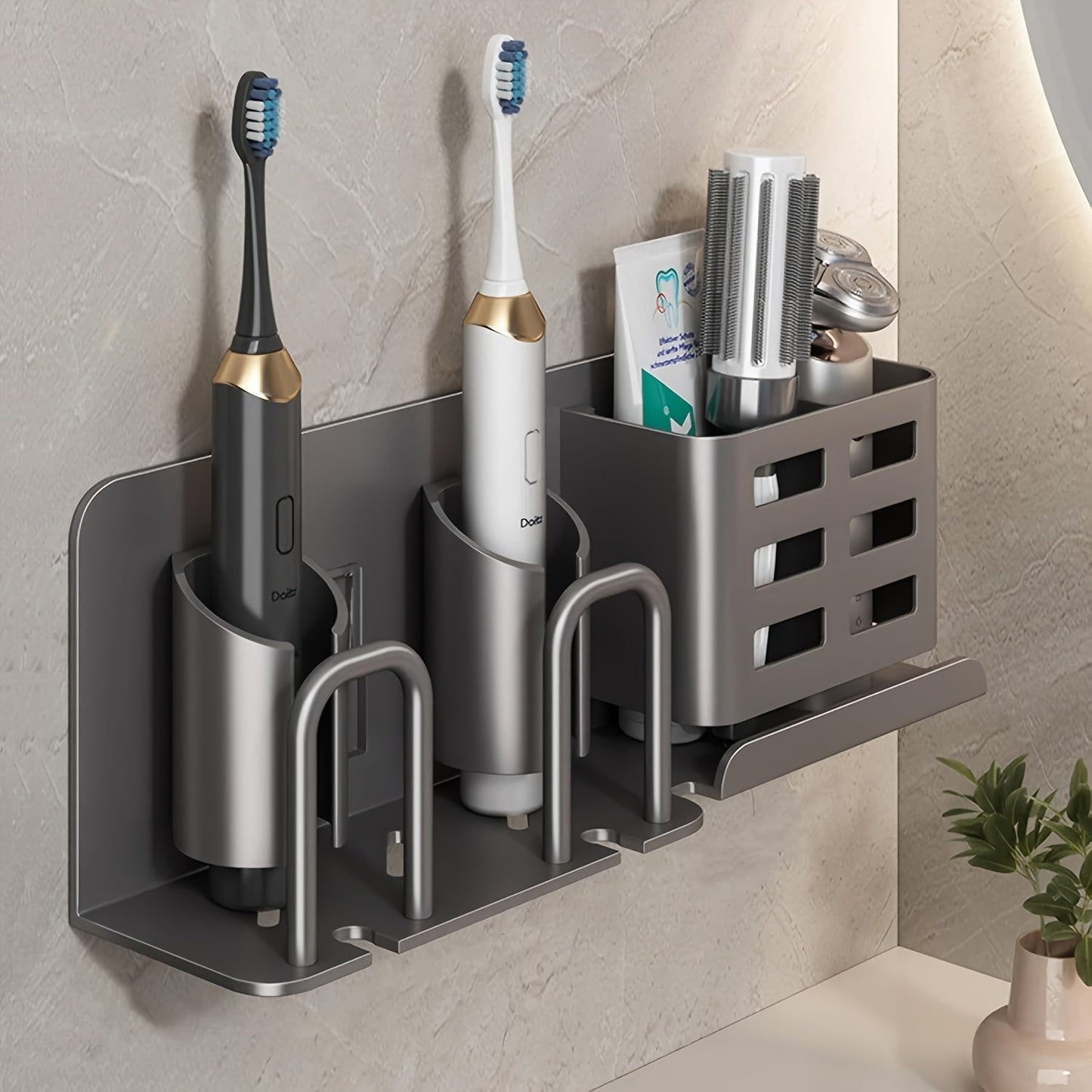 Kalsten | BristleHub Wall-Mounted Electric Toothbrush Holder – Aluminium Bathroom Organiser with Drainage Holes
