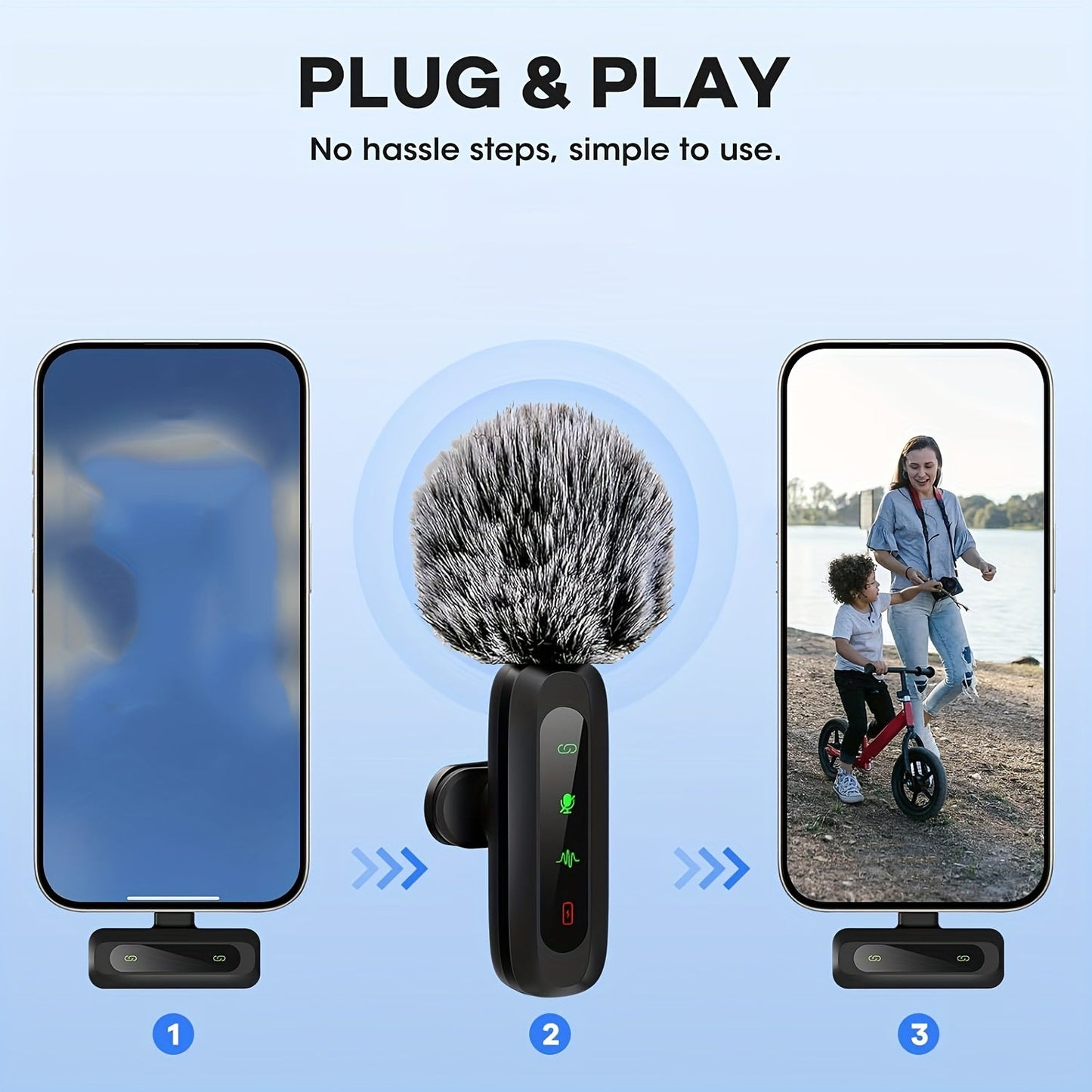 Skanto | Wireless Lavalier Microphone | USB-C Plug and Play for Mobile | Black