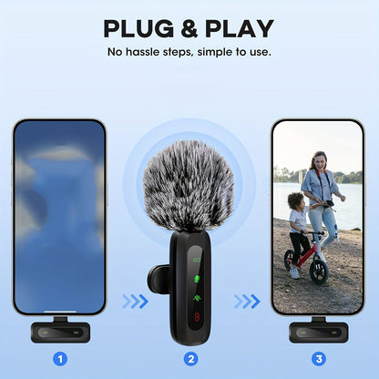 Skanto | Wireless Lavalier Microphone | USB-C Plug and Play for Mobile | Black