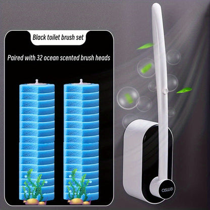 Skanto Skanto | 32 Brush Head Set or 48 Accessory Brush Heads - Wall-Mounted Bathroom Cleaning Set with Scented Brushes - Powerful Toilet Brush Set