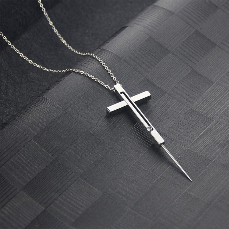 BowLift | Retractable Toothpick Necklace with Stainless Steel Cross Pendant