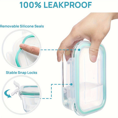 Skanto | 8-Pack Glass Food Storage Containers – Airtight Meal Prep Bento Boxes with Leakproof Locking Lids, Microwave, Oven, Freezer & Dishwasher Safe, BPA-Free