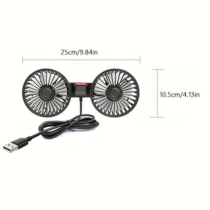 BowLift | Double Fan AirTrek Duo | 360° rotatable | Ultra-quiet & Compact | USB Car Fan with 5 Blades
