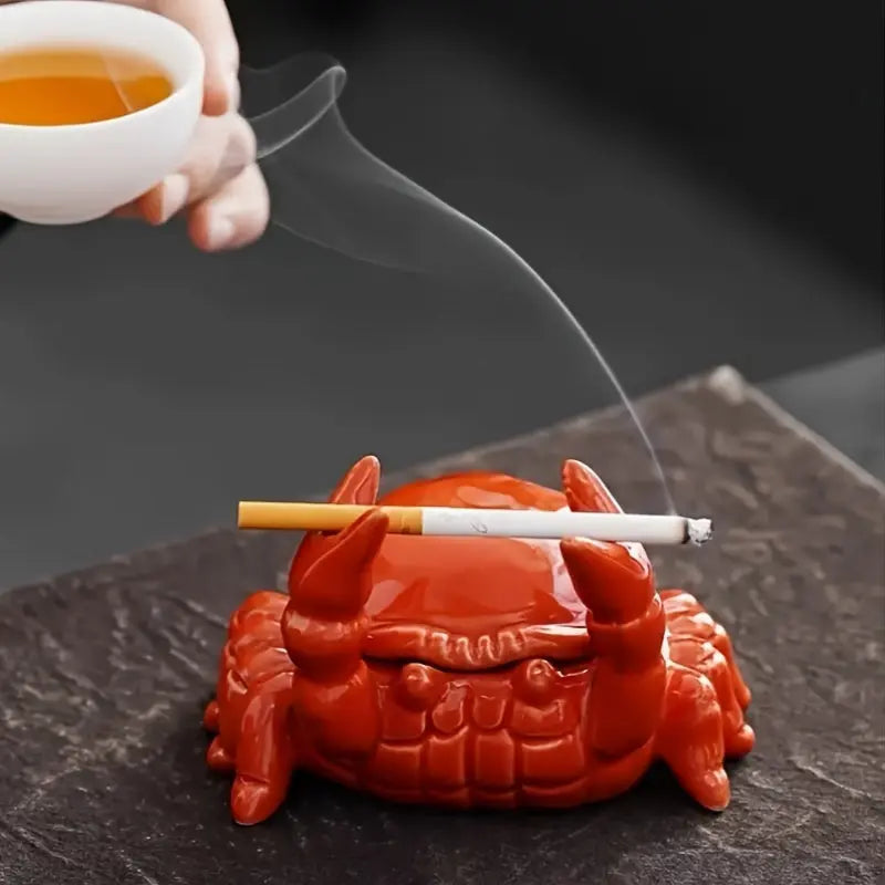 CrabbySmoke – Unique crab-shaped ashtray with lid Bowlift