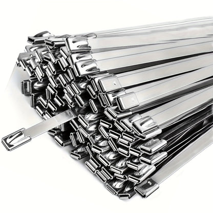 Skanto | 100 pcs Heavy Duty 304 Stainless Steel Cable Ties – 198 lbs Tensile Strength – Stainless Self-Locking Zip Ties for Machinery, Vehicles, Exhausts, Farms, Pipes, Roofs & Outdoor Fences