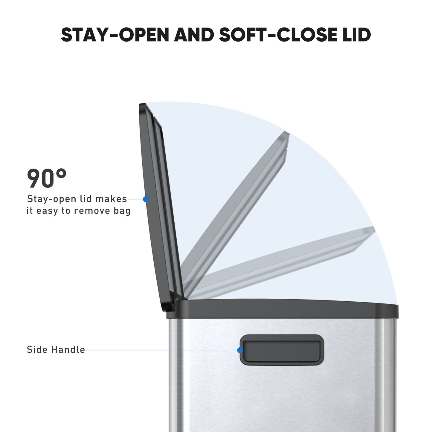 Skanto | JHK 15.85-Gal Large Capacity Silver Kitchen Bin - Modern Design, Dual Compartment Recycling, Closed Lid