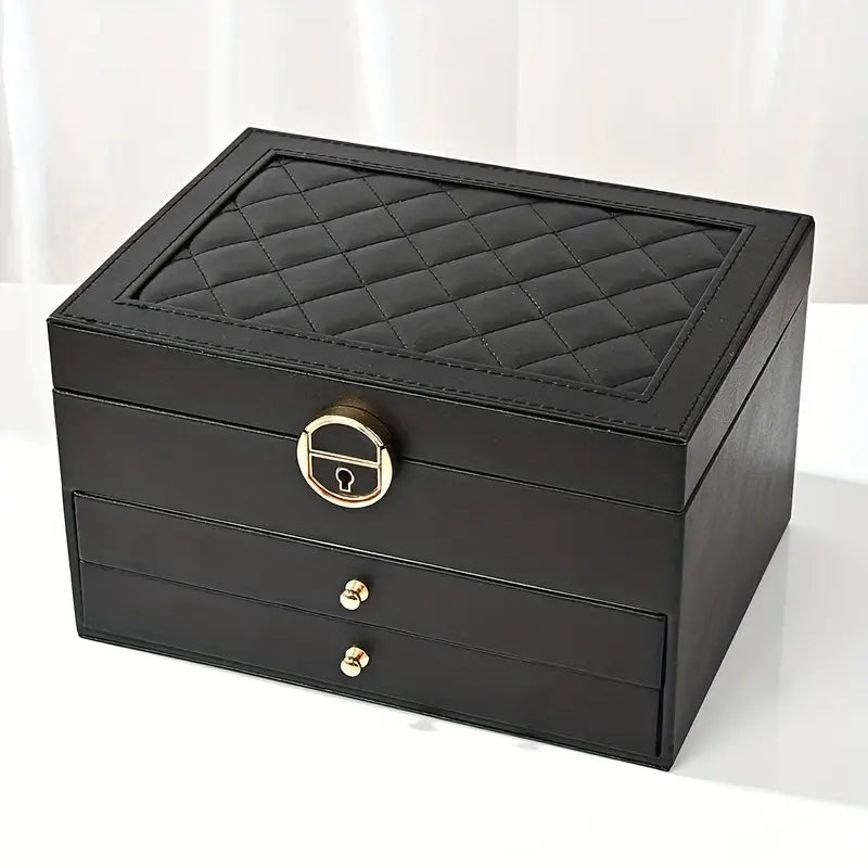 BowLift | Jewelry Box Leather | Lockable Multi-Layer Storage Organizer