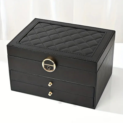 BowLift | Jewelry Box Leather | Lockable Multi-Layer Storage Organizer