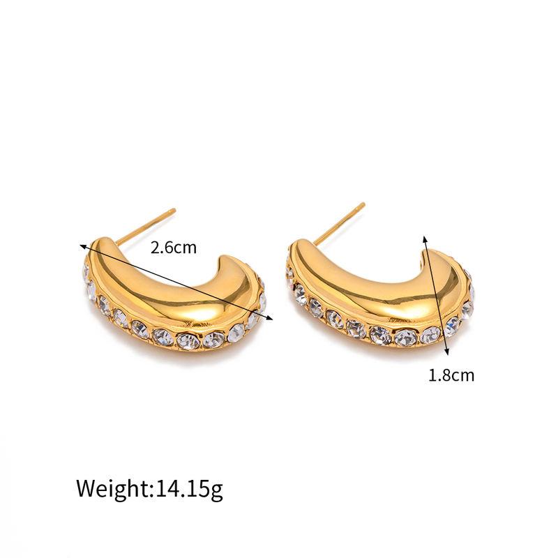 Skanto | 18K Gold Hypoallergenic Stainless Steel Hoop Earrings with Clear Zircon