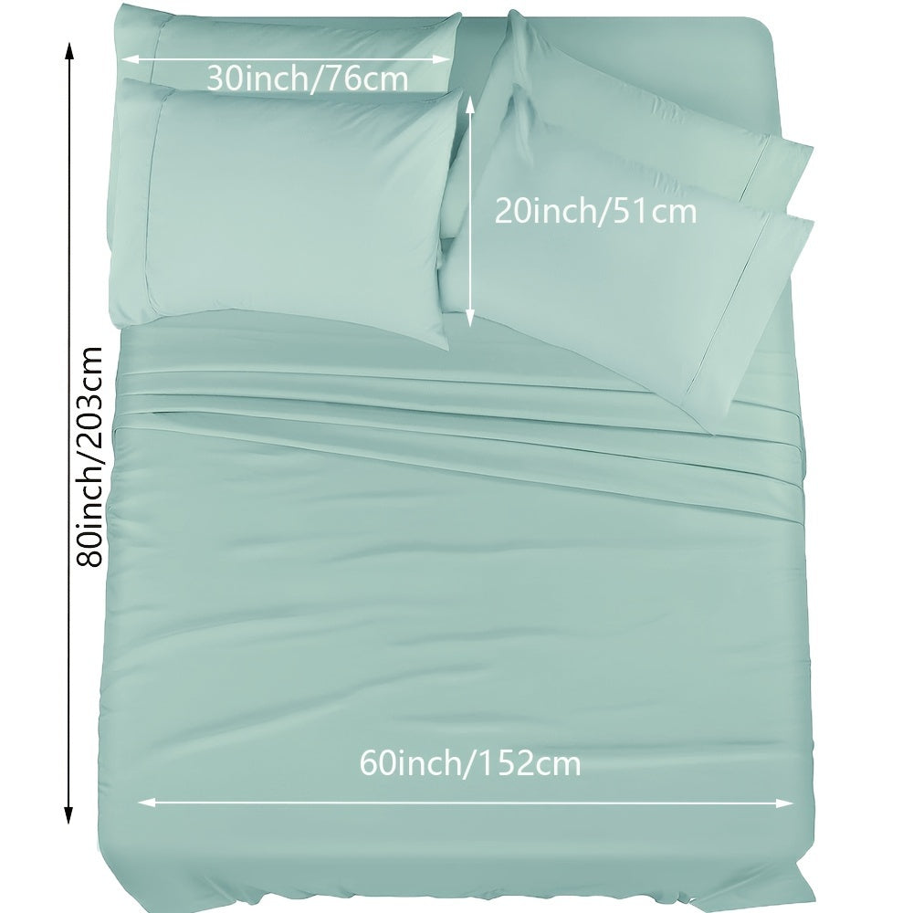 Skanto | 4/6 Pc Luxury Plush Fitted Sheet Set – Soft, Breathable, Color & Fade Resistant Bedding – Deep Pocket Flat Sheet, Fitted Sheet & 2/4 Pillowcases for Bedroom & Hotel Use