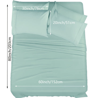 Skanto | 4/6 Pc Luxury Plush Fitted Sheet Set – Soft, Breathable, Color & Fade Resistant Bedding – Deep Pocket Flat Sheet, Fitted Sheet & 2/4 Pillowcases for Bedroom & Hotel Use