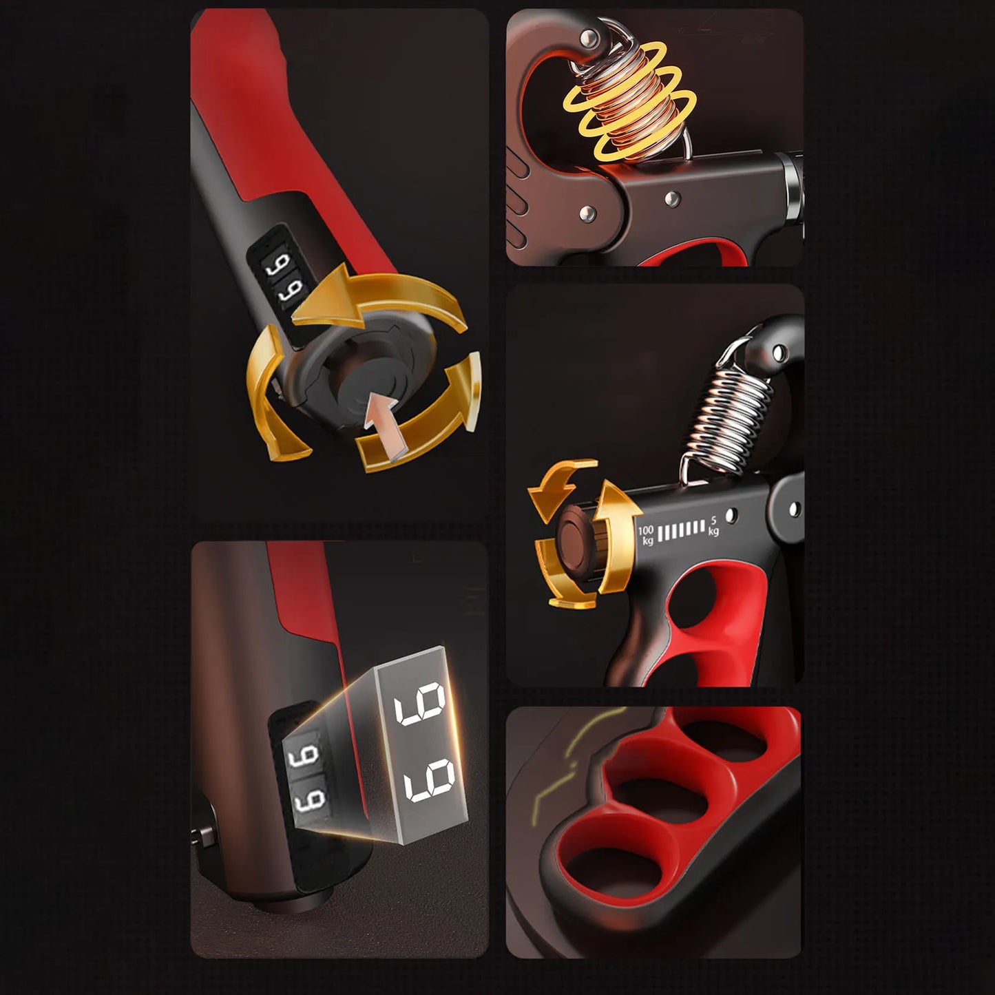 BowLift | Adjustable Hand Grip Strengthener | 5–100KG Resistance | Rep Counter | Non-Slip Handles