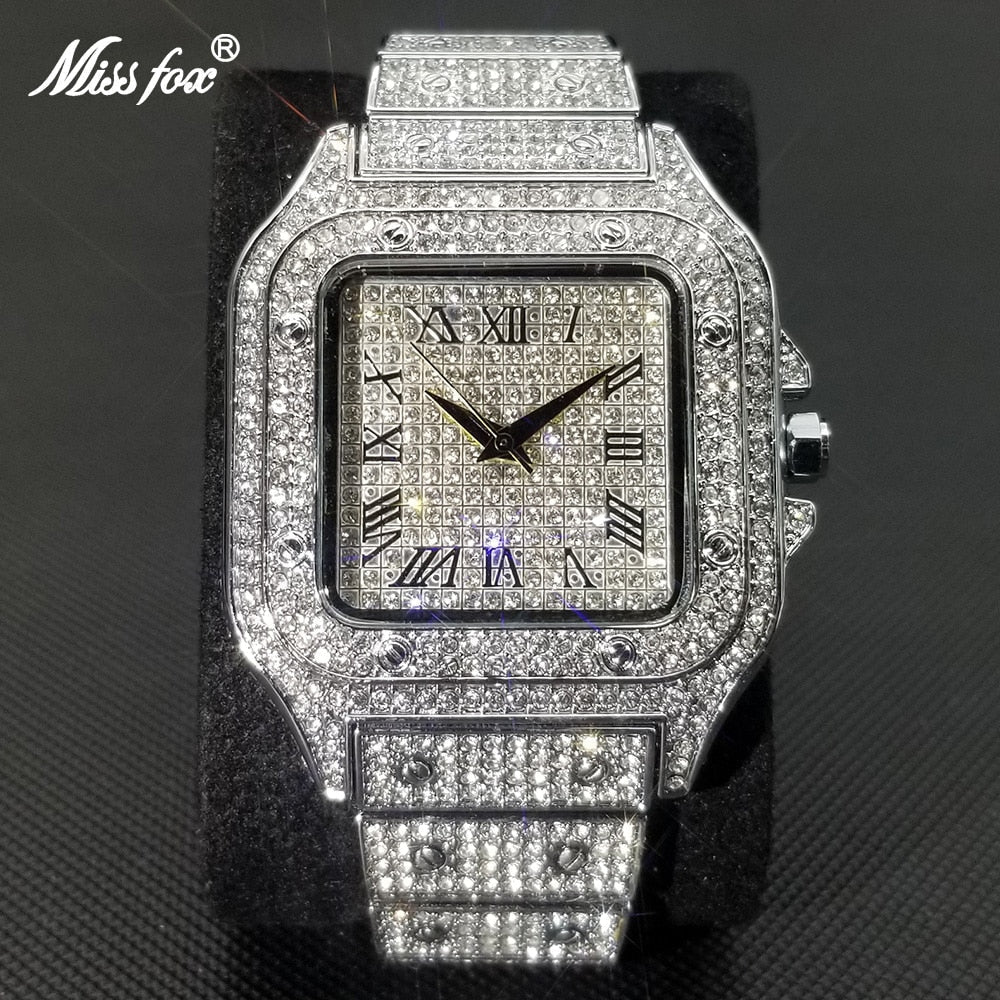 Skanto | MISSFOX Ice Out Square Watch for Men