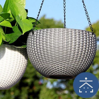 BowLift | Woven hanging basket for plants with chain – Ideal for balcony and garden