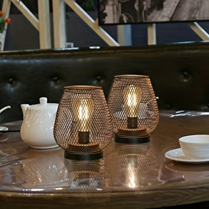 Skanto | AuroraMesh Table Lamp Set – Industrial Style with Warm Ambient Lighting
