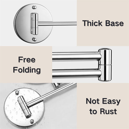 BowLift | Rechargeable Wall Mounted Shaving Mirror | 360° Rotation. 1X/10X Magnification & Adjustable LED Lighting for Bathroom Use