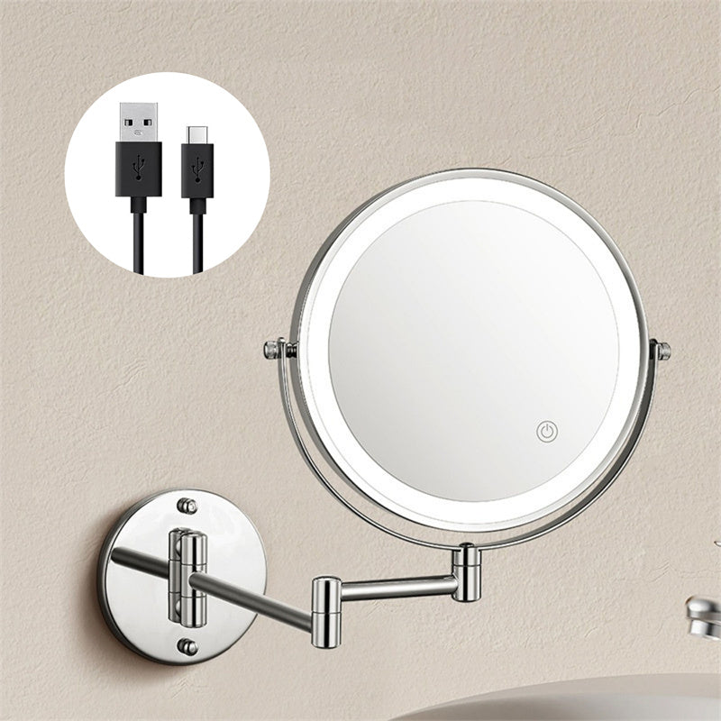 Brehn | Rechargeable Wall-Mounted Shaving Mirror | 360° Rotation. 1X/10X Magnification and Adjustable LED Lighting for Bathroom Use