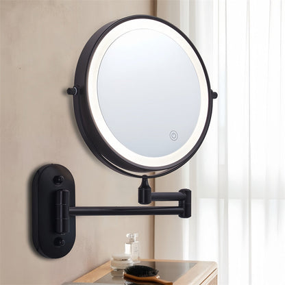 Brehn | Rechargeable Wall-Mounted Shaving Mirror | 360° Rotation. 1X/10X Magnification and Adjustable LED Lighting for Bathroom Use