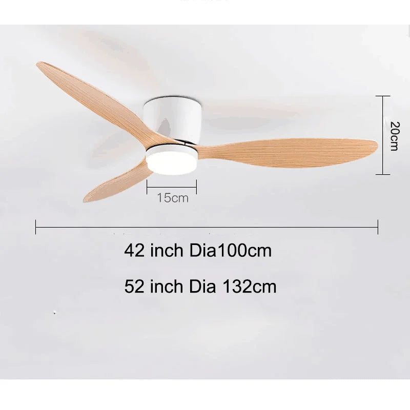 42/52 Inch Ceiling Fans with LED Light - 3 Colors, 6 Speeds DC Motor, Remote Control, Low Profile Decorative Fans with Lighting | Skanto