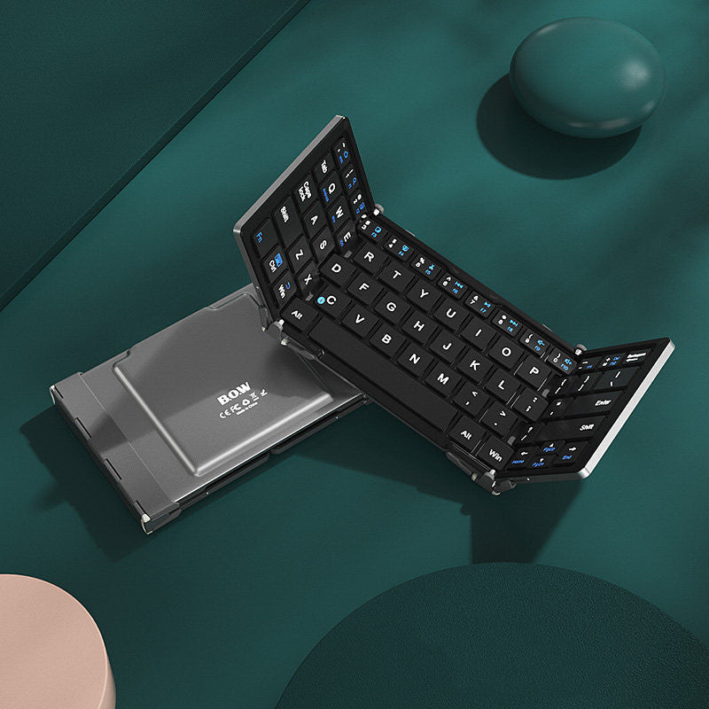 Skanto | Foldable Rechargeable Wireless Keyboard with Leather Case, for Android Windows iOS Tablets & Laptops