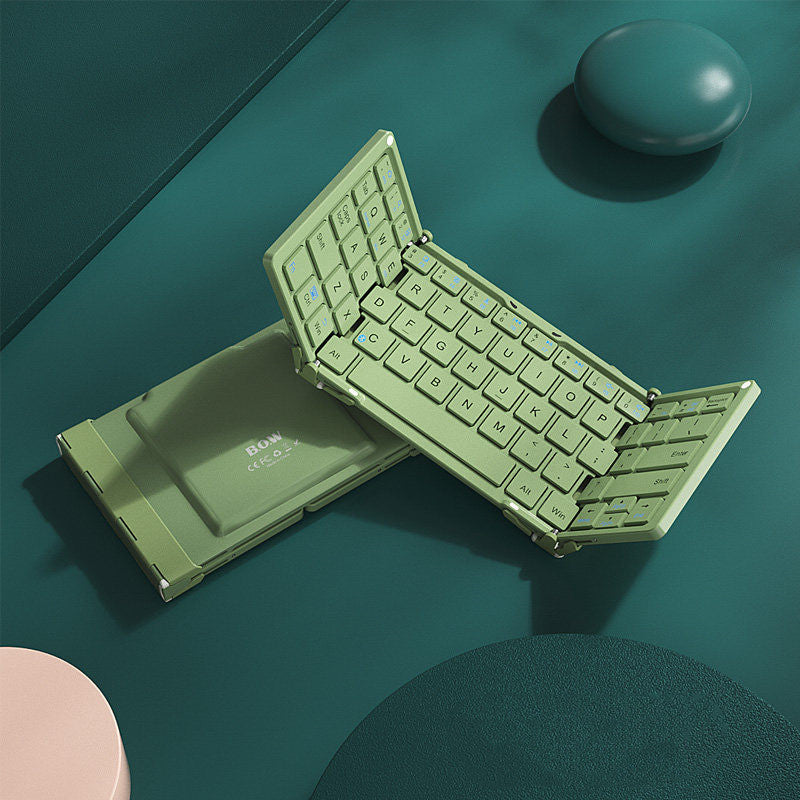 Skanto | Foldable Rechargeable Wireless Keyboard with Leather Case, for Android Windows iOS Tablets & Laptops