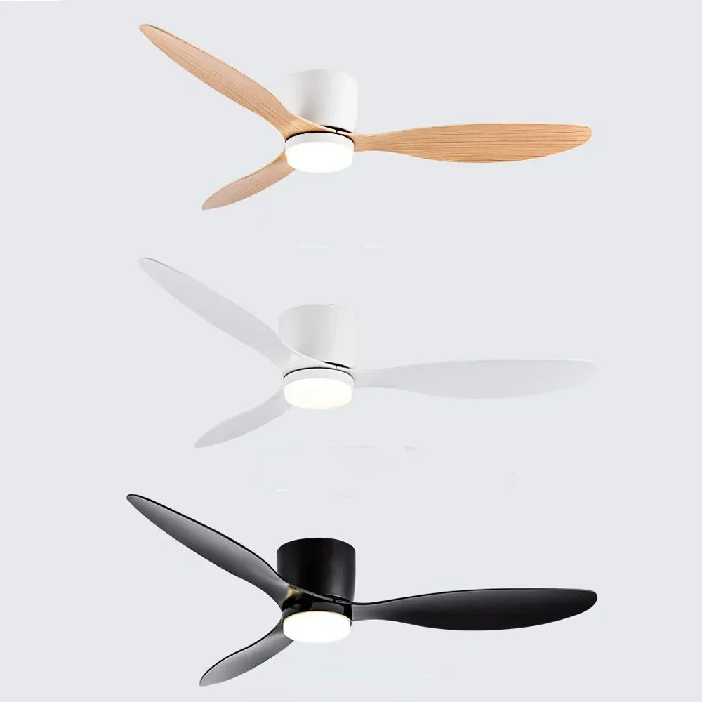 42/52 Inch Ceiling Fans with LED Lights - 3 Colors, 6 Speeds DC Motor, Remote Control, Low Profile Decorative Fans with Lighting | Karnz