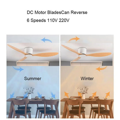 42-52 Inch Ceiling Fans with DC Motor — Remote Control Low Profile Cooling Fans, without Light, white Wood & black Options | Brehn