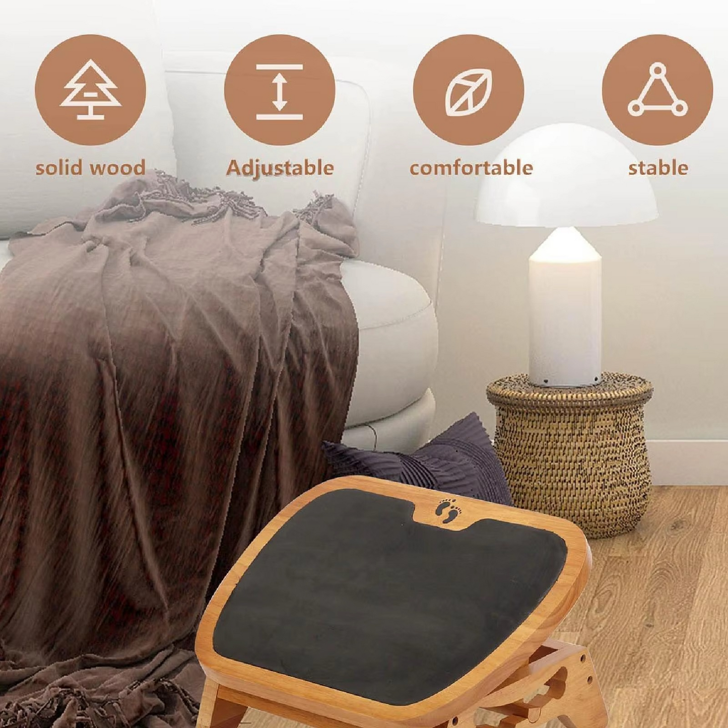 BowLift | Wooden Under-Desk Footrest – Ergonomic Leg Support for Home & Office