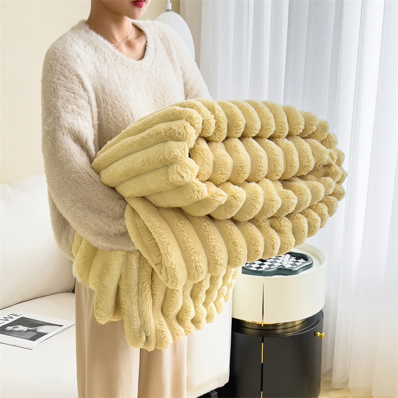 Luxurious faux-rabbit fur throw blanket for ultimate comfort
