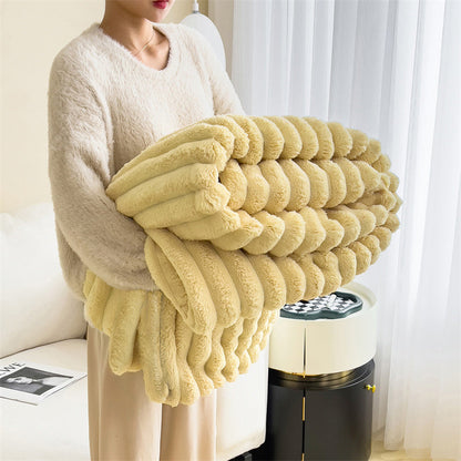 Luxurious faux-rabbit fur throw blanket for ultimate comfort