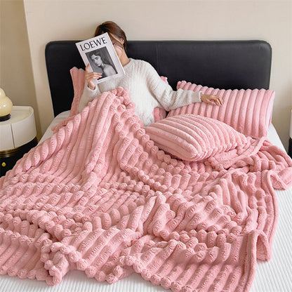 Luxurious faux-rabbit fur throw blanket for ultimate comfort