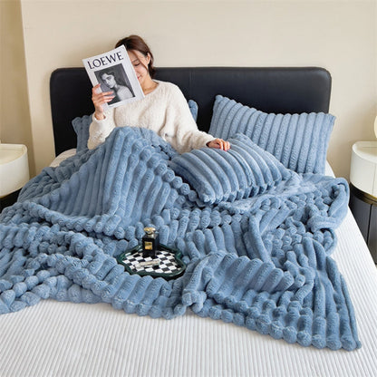 Luxurious faux-rabbit fur throw blanket for ultimate comfort