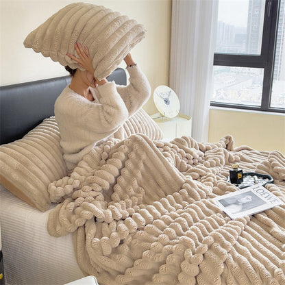 Luxurious faux-rabbit fur throw blanket for ultimate comfort