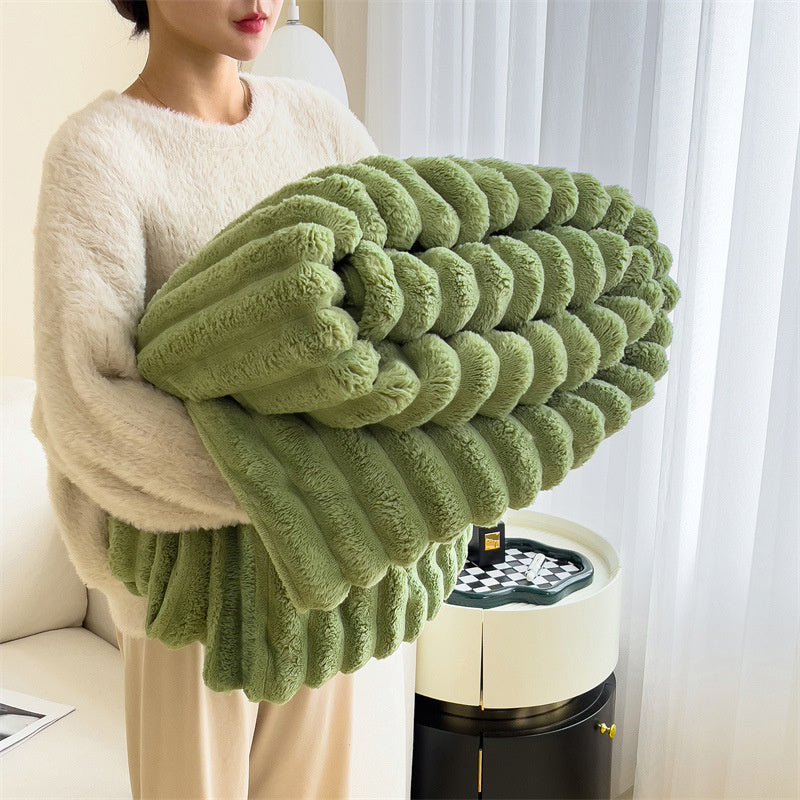 Luxurious faux-rabbit fur throw blanket for ultimate comfort