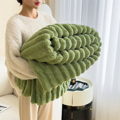 Luxurious faux-rabbit fur throw blanket for ultimate comfort