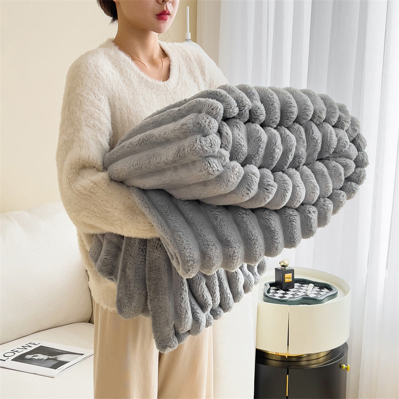 Luxurious faux-rabbit fur throw blanket for ultimate comfort