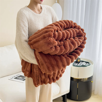 Luxurious faux-rabbit fur throw blanket for ultimate comfort