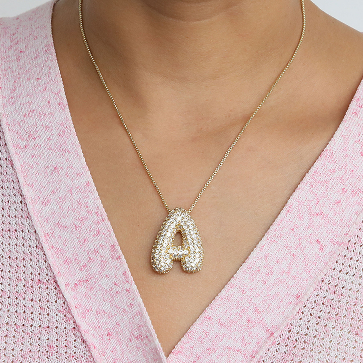 BowLift | Chunky Bubble Diamond Dazzle Initial Necklaces