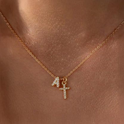 Brehn | Delicate Diamond Initial & Cross Necklace