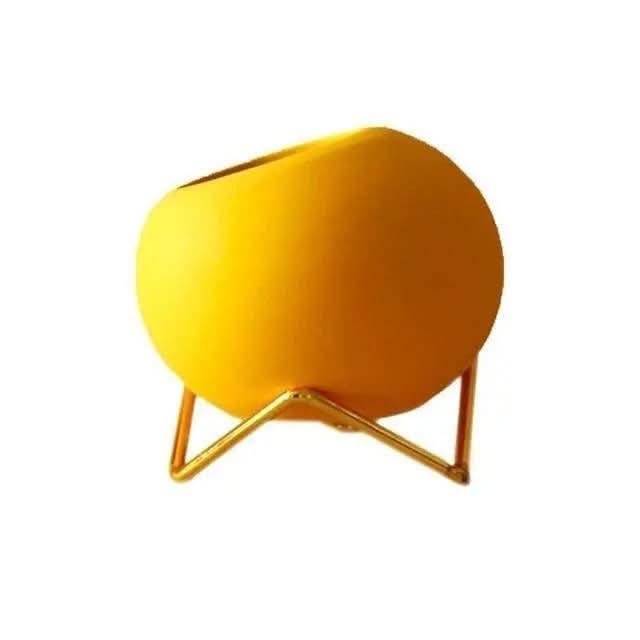 Skanto | Modern Ceramic Plant Pot with Metal Stand in Vibrant Colors