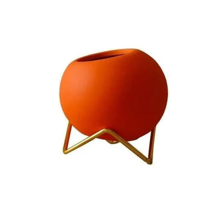 Skanto | Modern Ceramic Plant Pot with Metal Stand in Vibrant Colors
