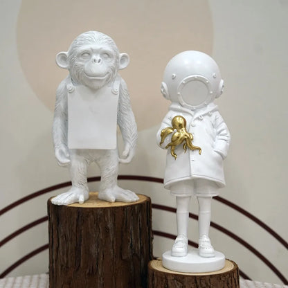 Skanto | Artify Banksy Sculpture Collection | Flower Thrower & Balloon Girl | Pop Art Figures | Modern Office & Home Decor