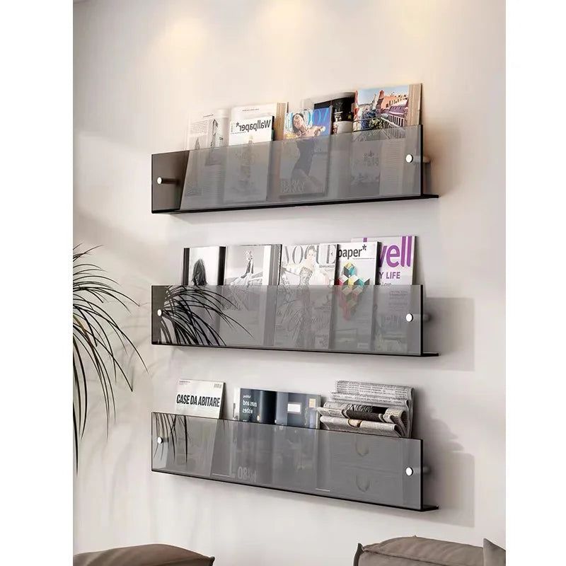 Karnz | ClearLine – Stylish Acrylic Wall Shelf for Magazines
