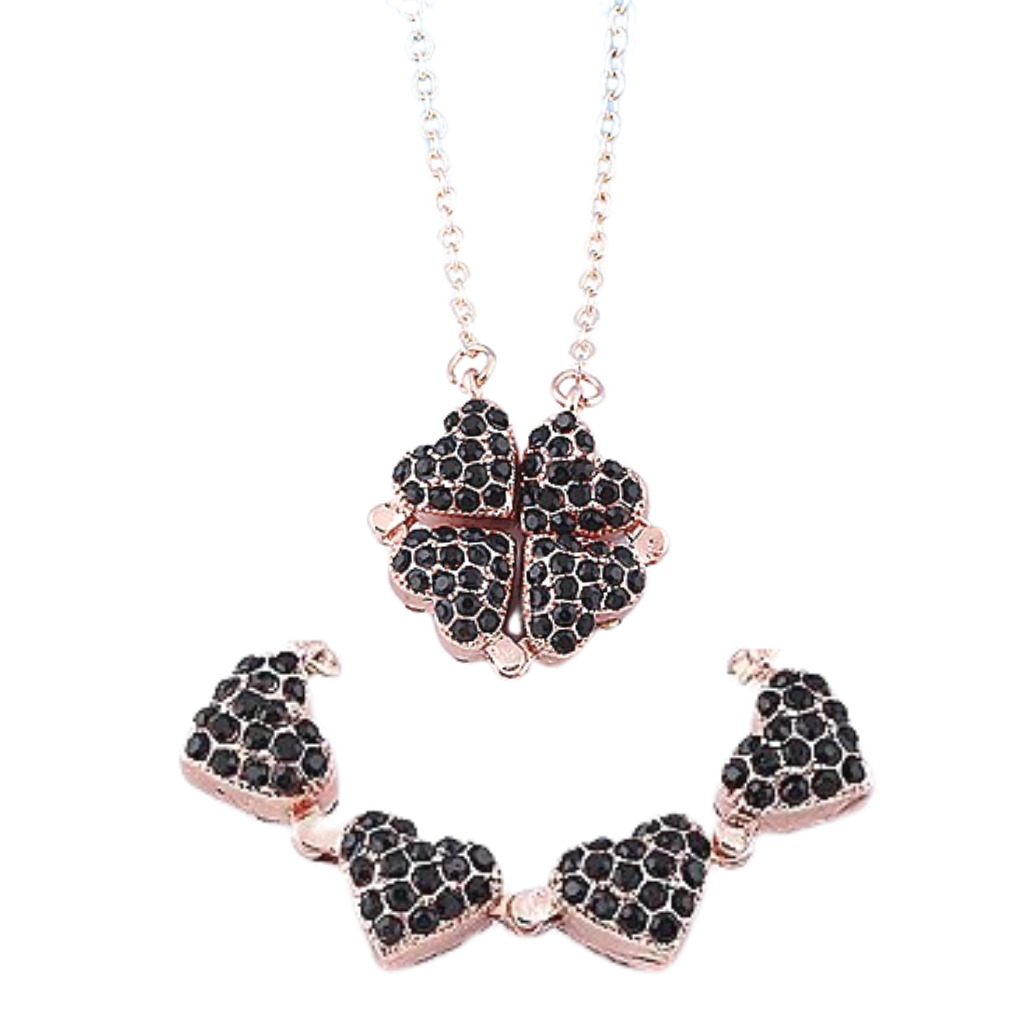 Adjustable Necklace with 4 Clover Hearts