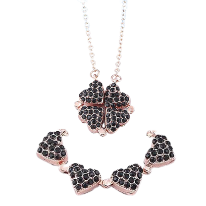 Adjustable Necklace with 4 Clover Hearts