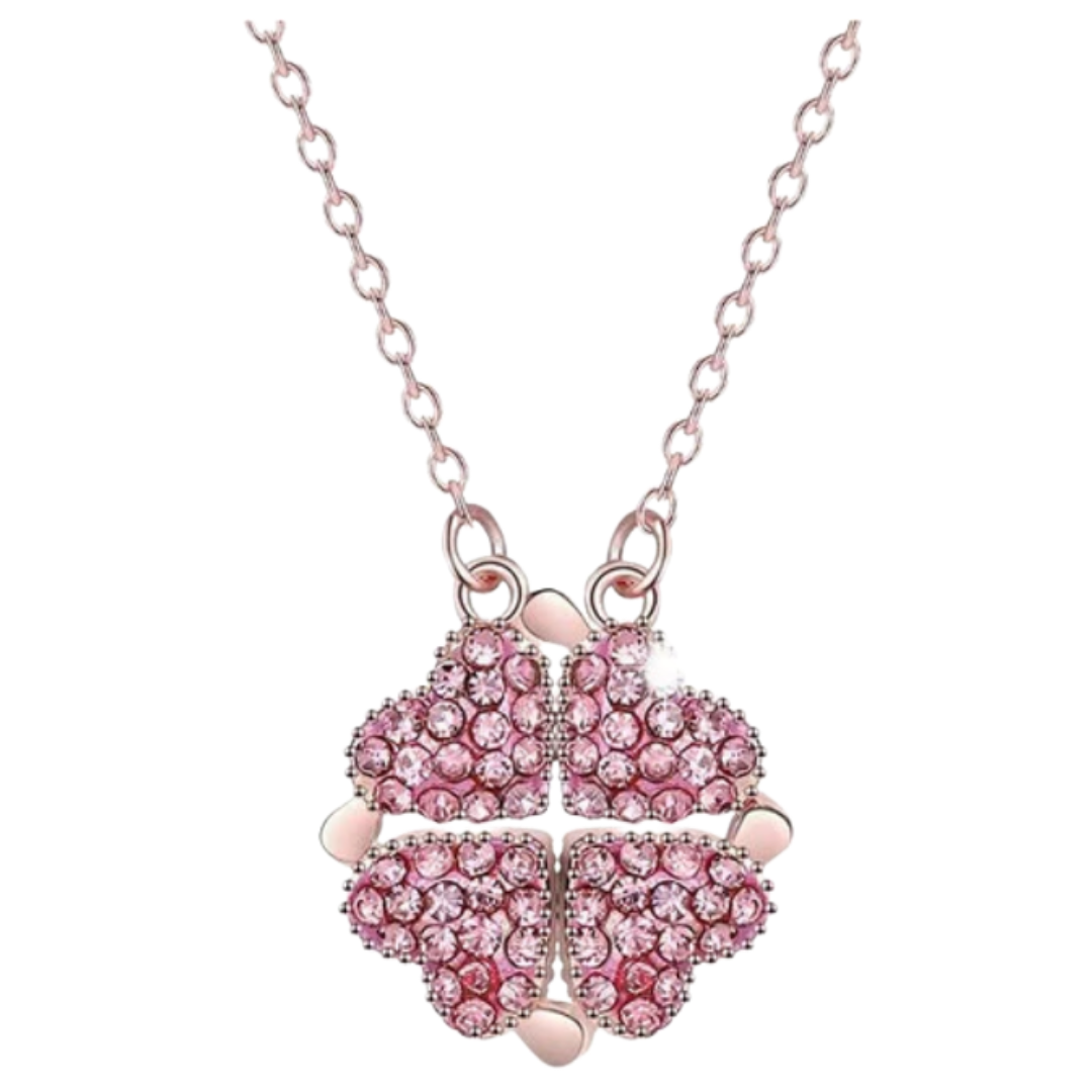 Adjustable Necklace with 4 Clover Hearts