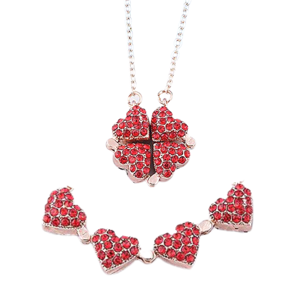 Adjustable Necklace with 4 Clover Hearts